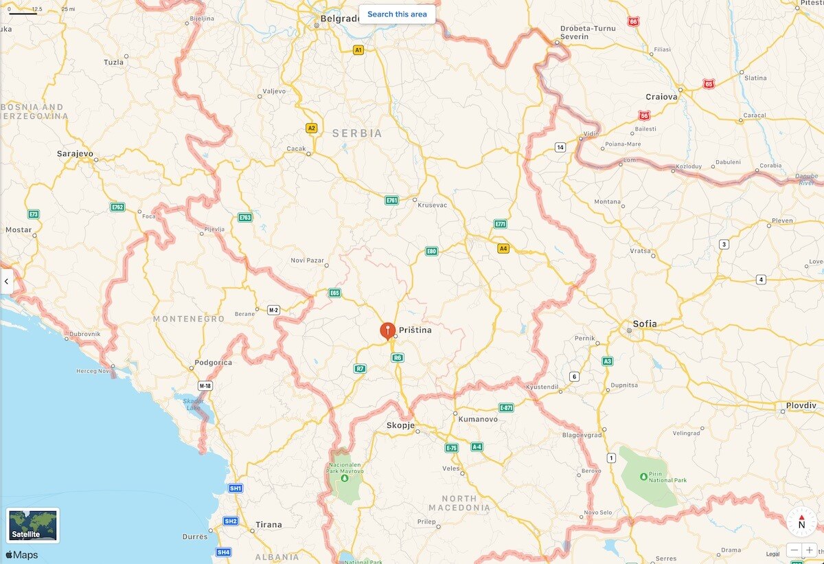 Косово просит Apple «правильно представить» свои границы в Apple Maps