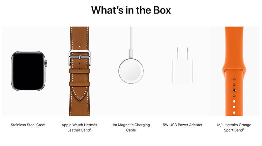 Apple Watch Edition, модели Hermes поставляются с адаптером питания 5 Вт