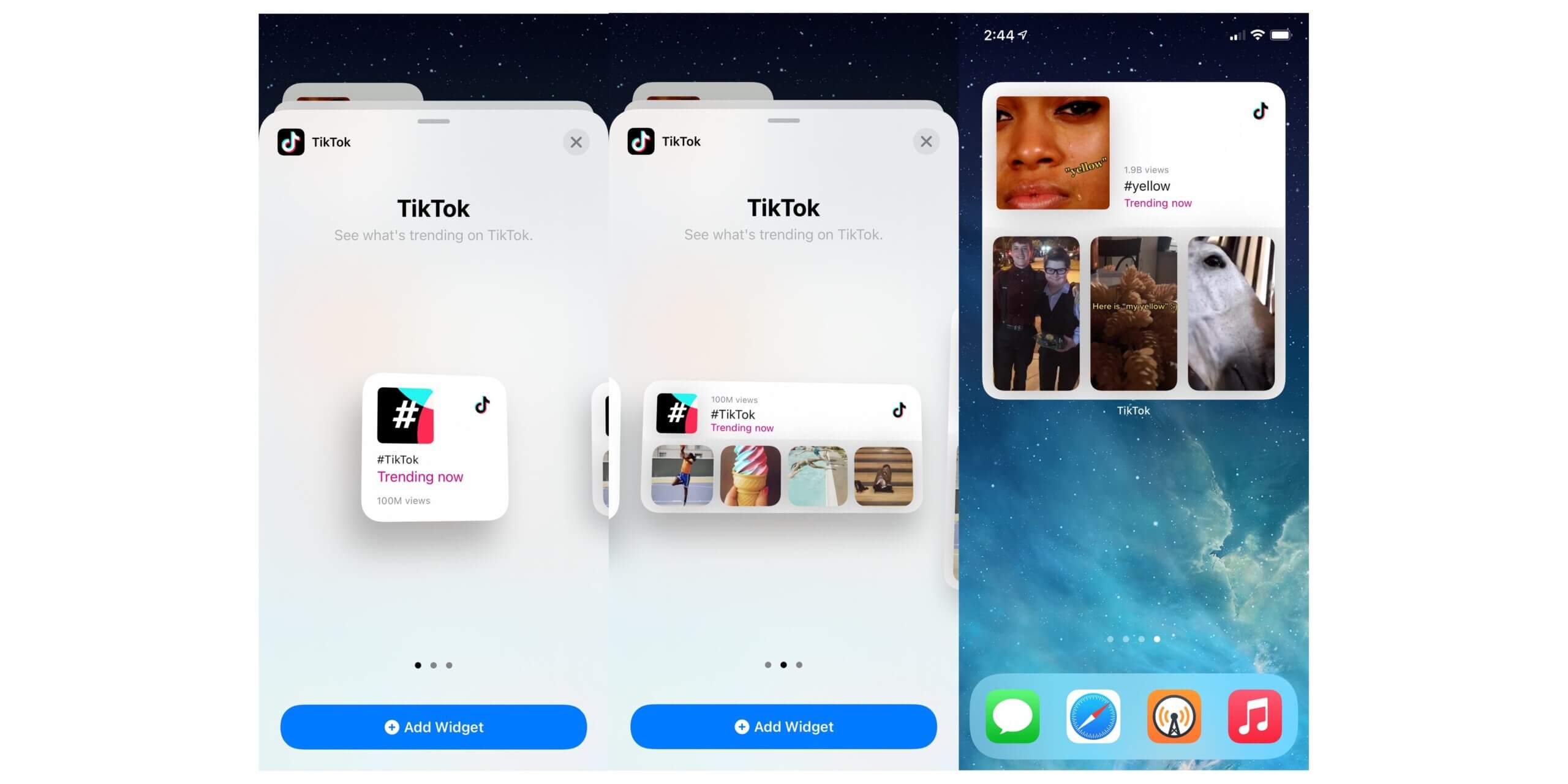 В приложение TikTok добавлены новые виджеты главного экрана iOS 14 для популярных видео