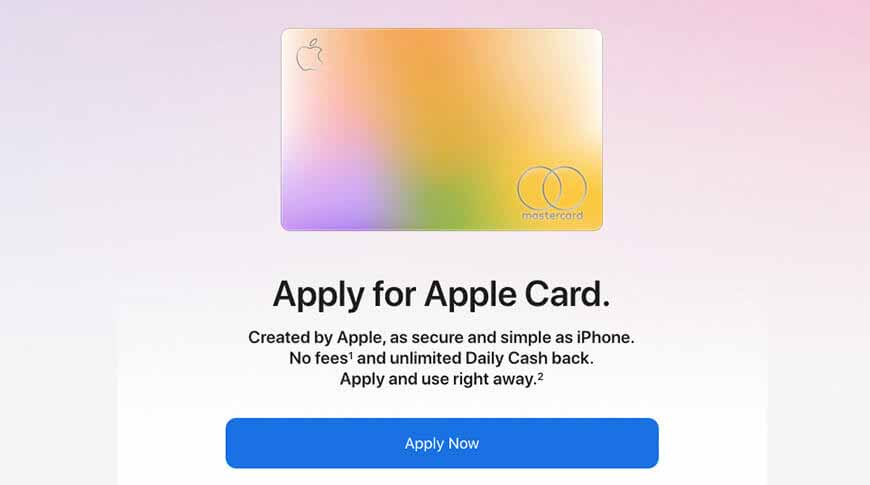 Теперь клиенты могут подать заявку на получение Apple Card через Интернет.