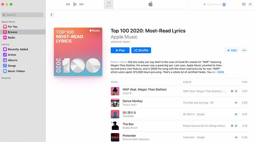 Apple раскрыла топ-чарты Apple Music 2020 года