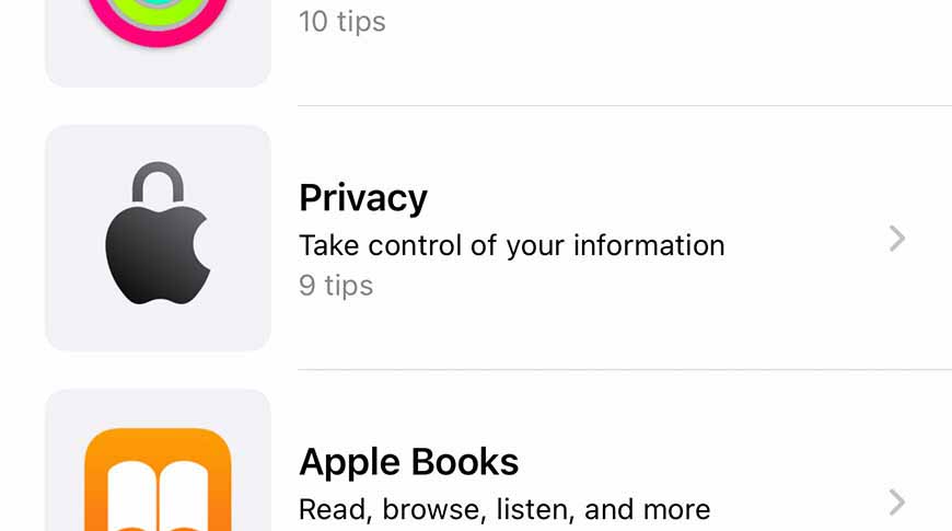 Apple добавляет коллекцию Privacy в приложение iOS Tips