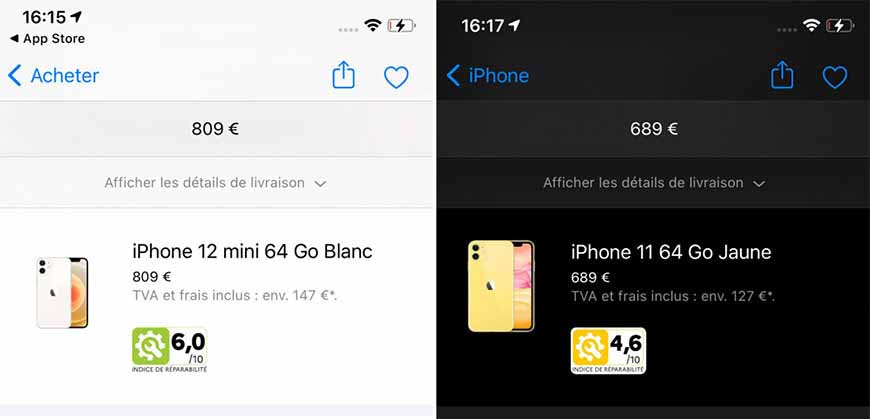 Apple теперь показывает оценки ремонтопригодности iPhone и Mac во Франции