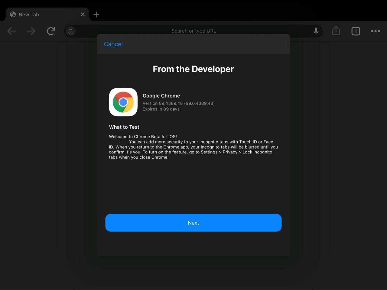 Chrome для iOS тестирует блокировку вкладок в режиме инкогнито с Touch и Face ID
