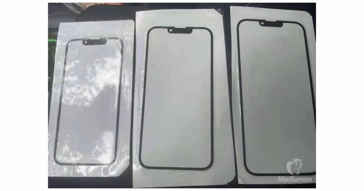 На просочившемся изображении изображены передние стеклянные панели iPhone 13 с вырезом меньшего размера