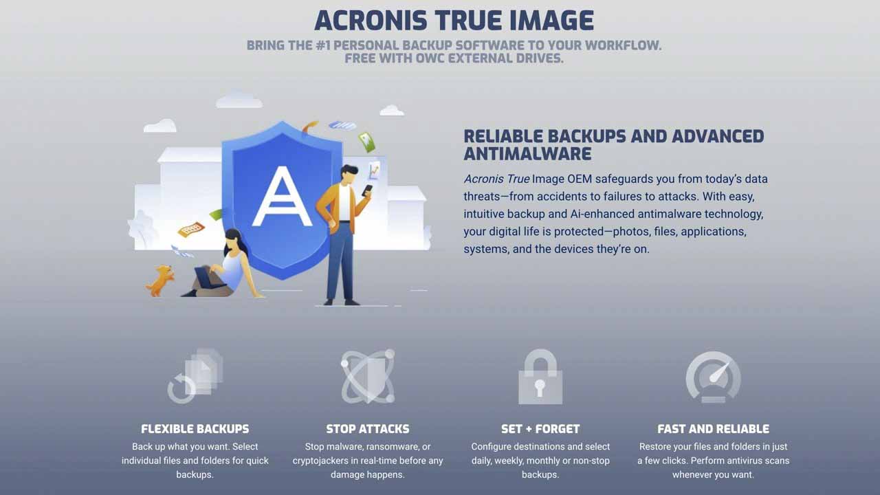 OWC сотрудничает с Acronis, чтобы защитить ваши резервные копии от атак программ-вымогателей