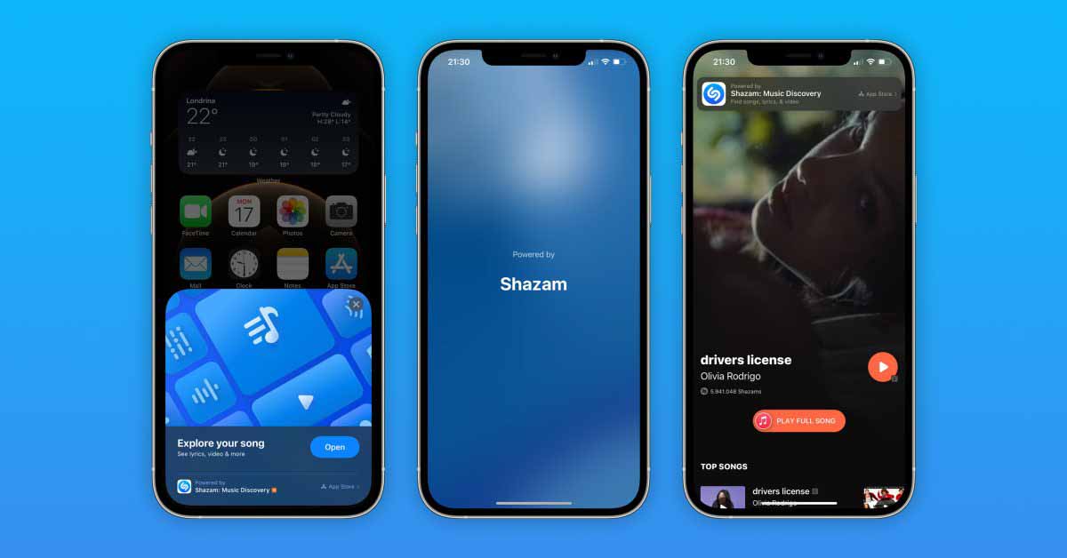 Встроенное в iOS распознавание музыки Shazam теперь является клипом в приложении