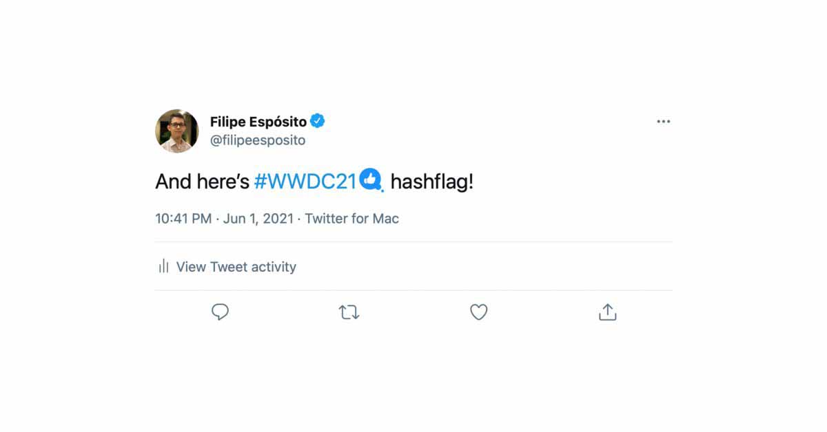 Хэш-флаг WWDC 21 теперь доступен в Твиттере перед основным докладом