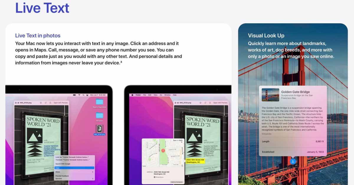 Apple представляет Live Text на компьютерах Intel Mac с бета-версией macOS Monterey 4