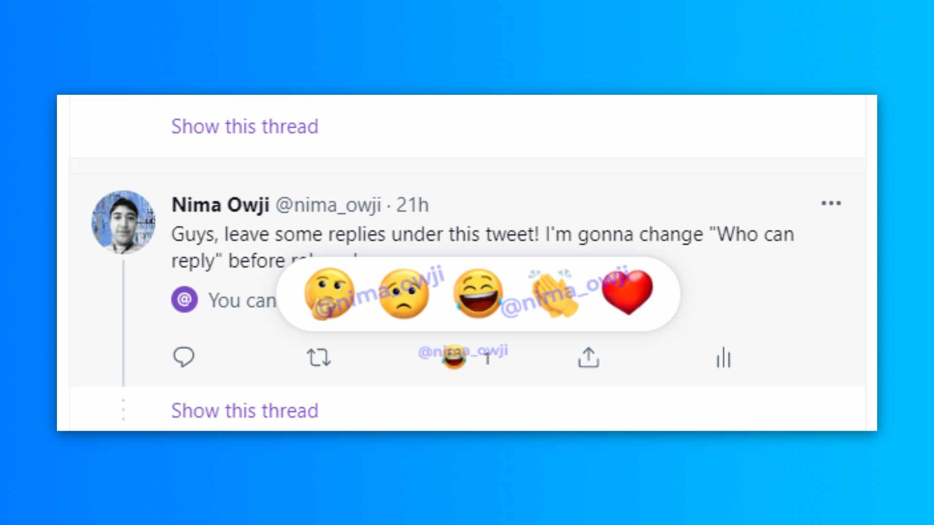 Twitter готовит запуск реакций, подобных iMessage, и многое другое