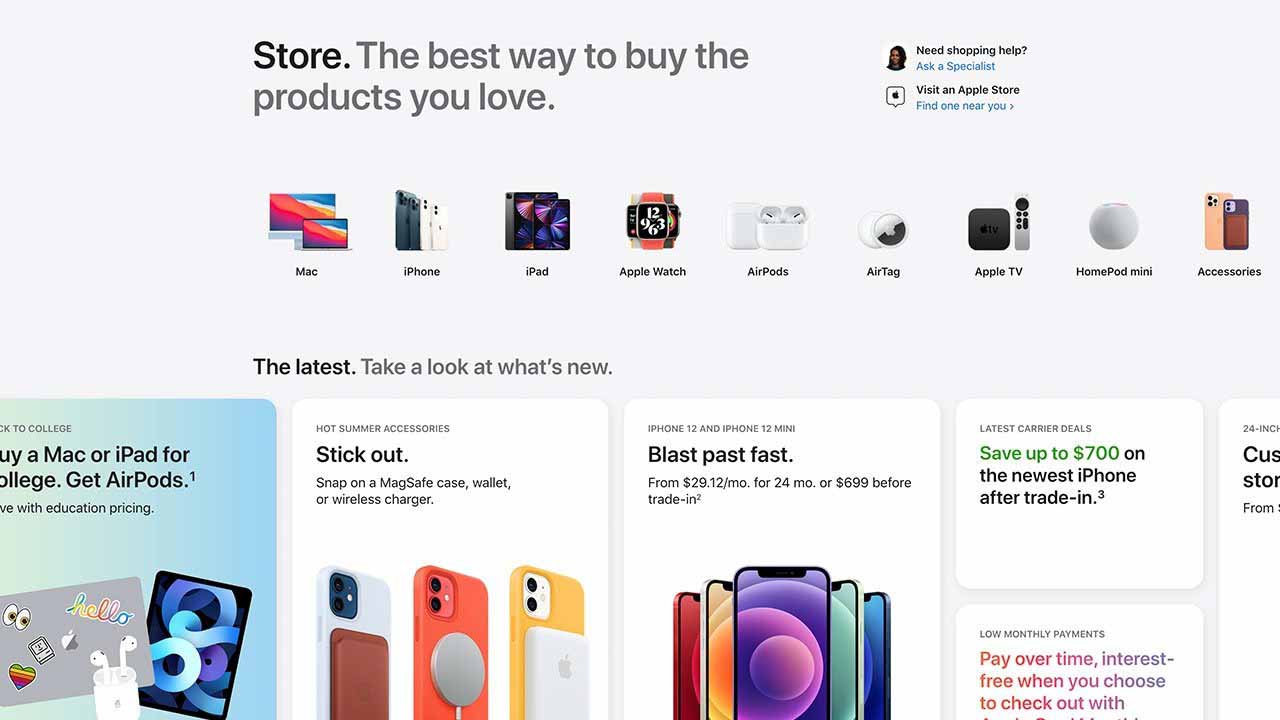 Apple представляет обновленный онлайн-магазин Apple Store с дизайном iOS, вкладка «Магазин» на главной странице