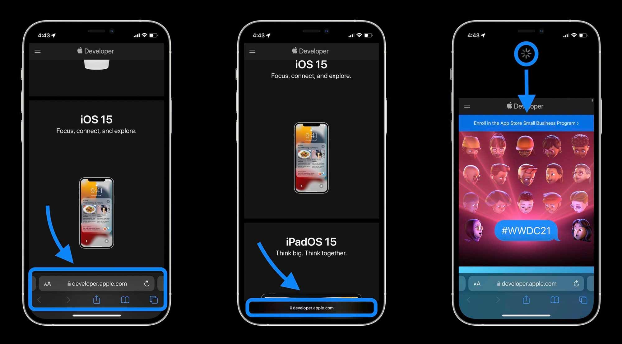 Как Safari в iOS 15 работает с макетом и навигацией - коснитесь панели поиска или проведите пальцем вверх по панели вкладок, затем коснитесь значка +, чтобы открыть новый