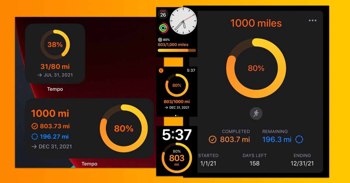 Приложение Tempo Run Log добавляет мотивационную функцию «Цели» для iPhone, Apple Watch и виджетов.