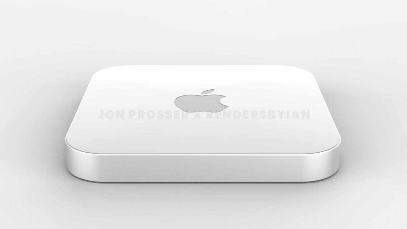 Визуализация того, как может выглядеть новый Mac mini, с крышкой из плексигласа. 