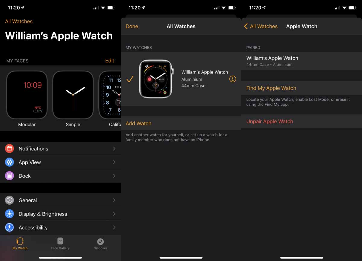 Обязательно отключите Apple Watch от старого устройства.