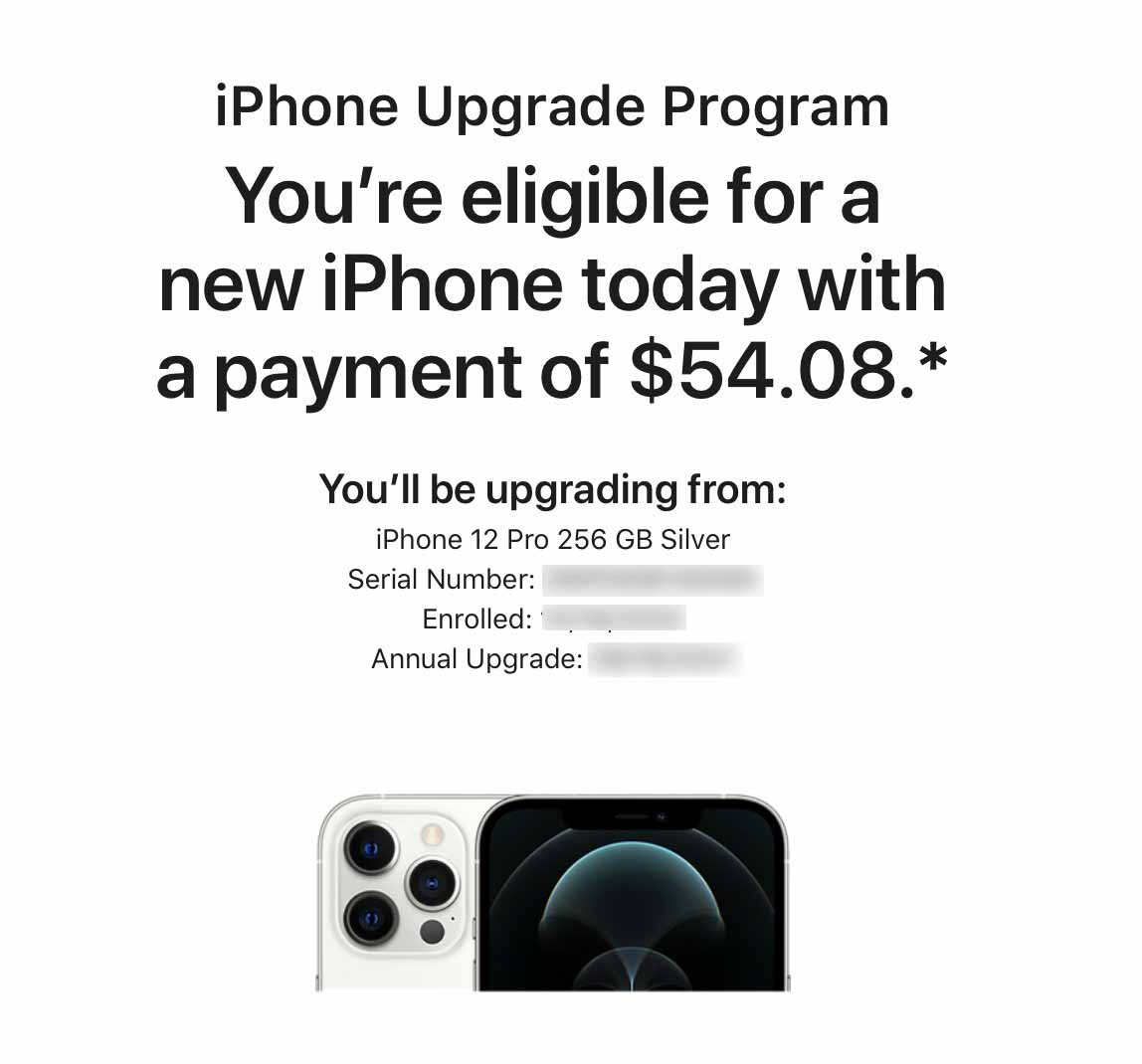 Соответствующие требованиям участники программы обновления iPhone могут получить новый телефон, предварительно оплатив последний взнос.