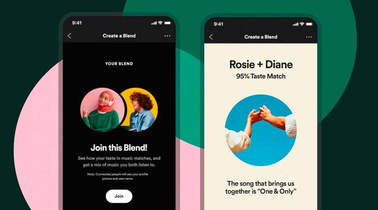 Spotify Blends создает общие плейлисты, в которых сочетаются музыкальные вкусы друзей.