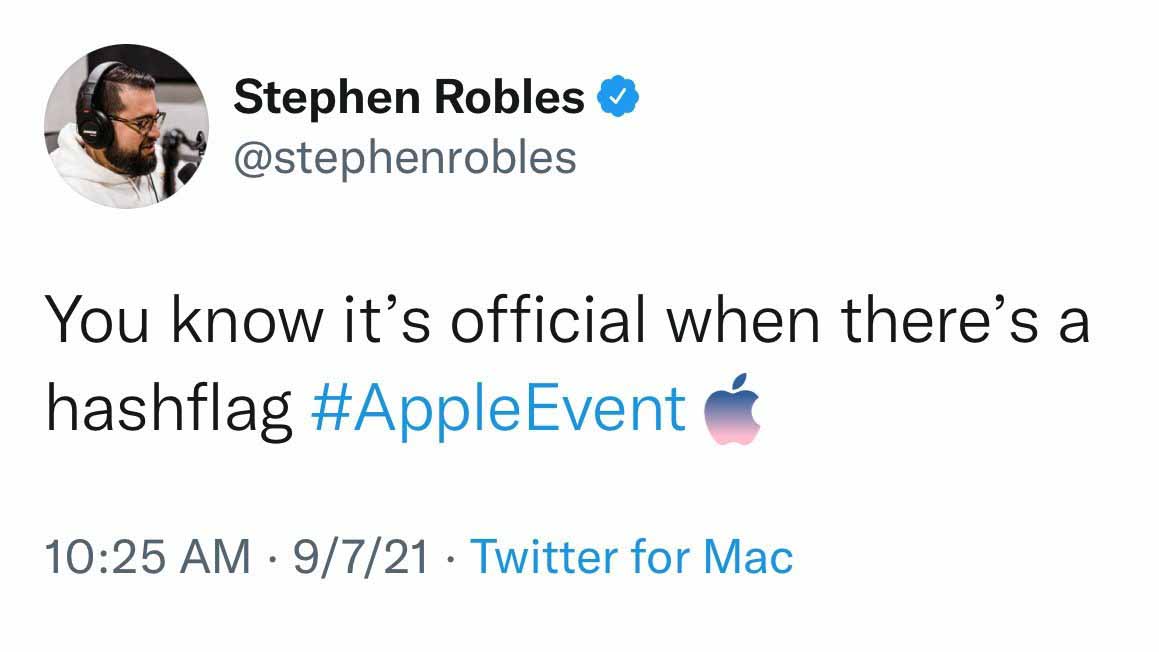 Хэш-флаг Apple в Twitter от 14 сентября намекает на будущие анонсы iPhone