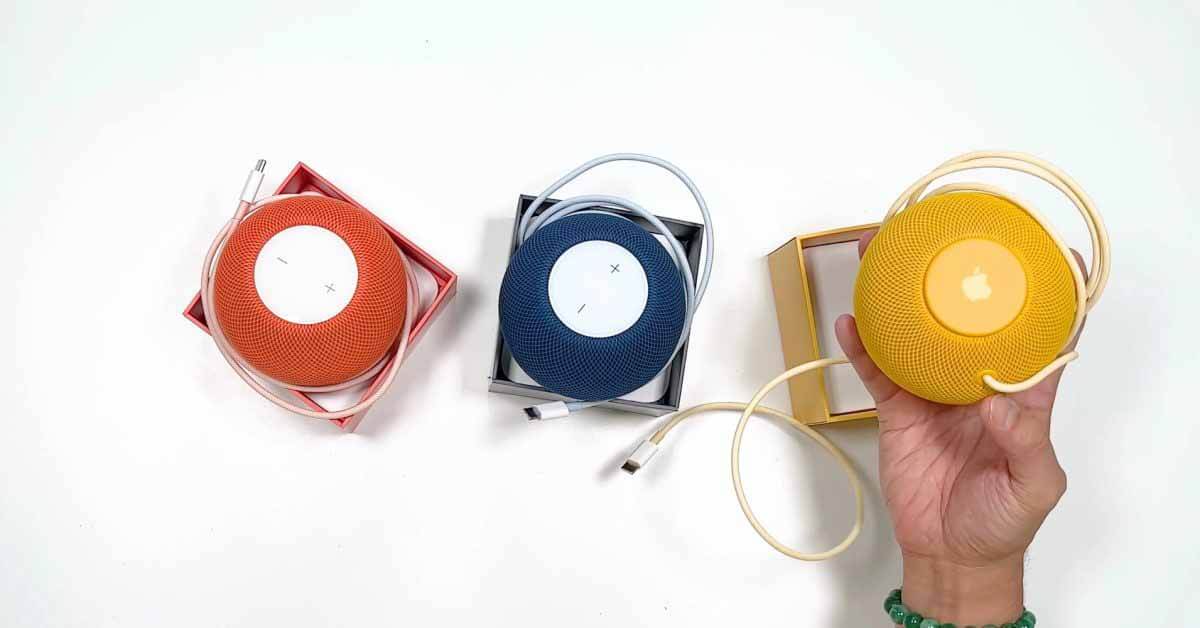 В видеороликах представлены новые варианты расцветки HomePod mini, в том числе плетеный кабель соответствующего цвета