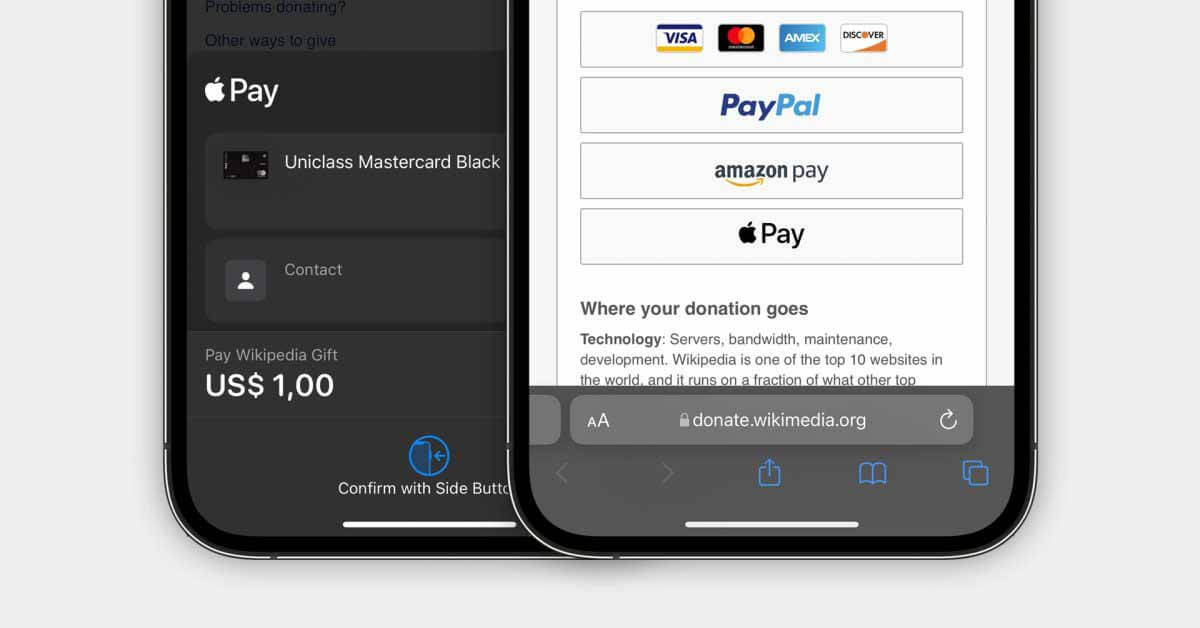 Википедия теперь принимает пожертвования через Apple Pay на своем веб-сайте
