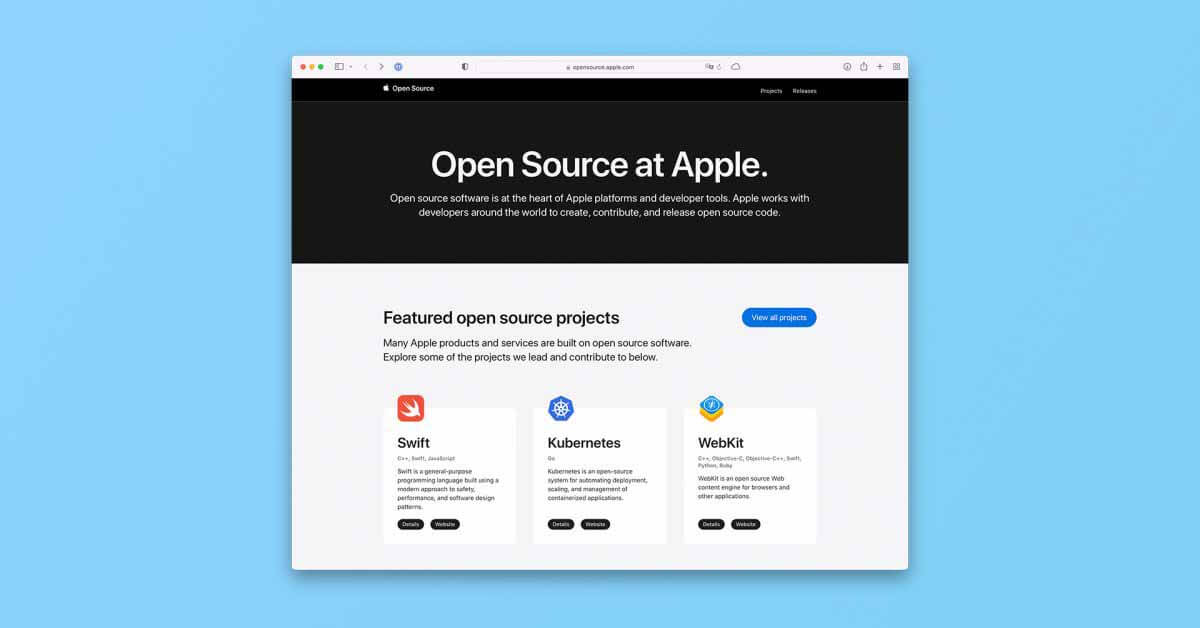 Apple запускает обновленный веб-сайт со своими проектами с открытым исходным кодом