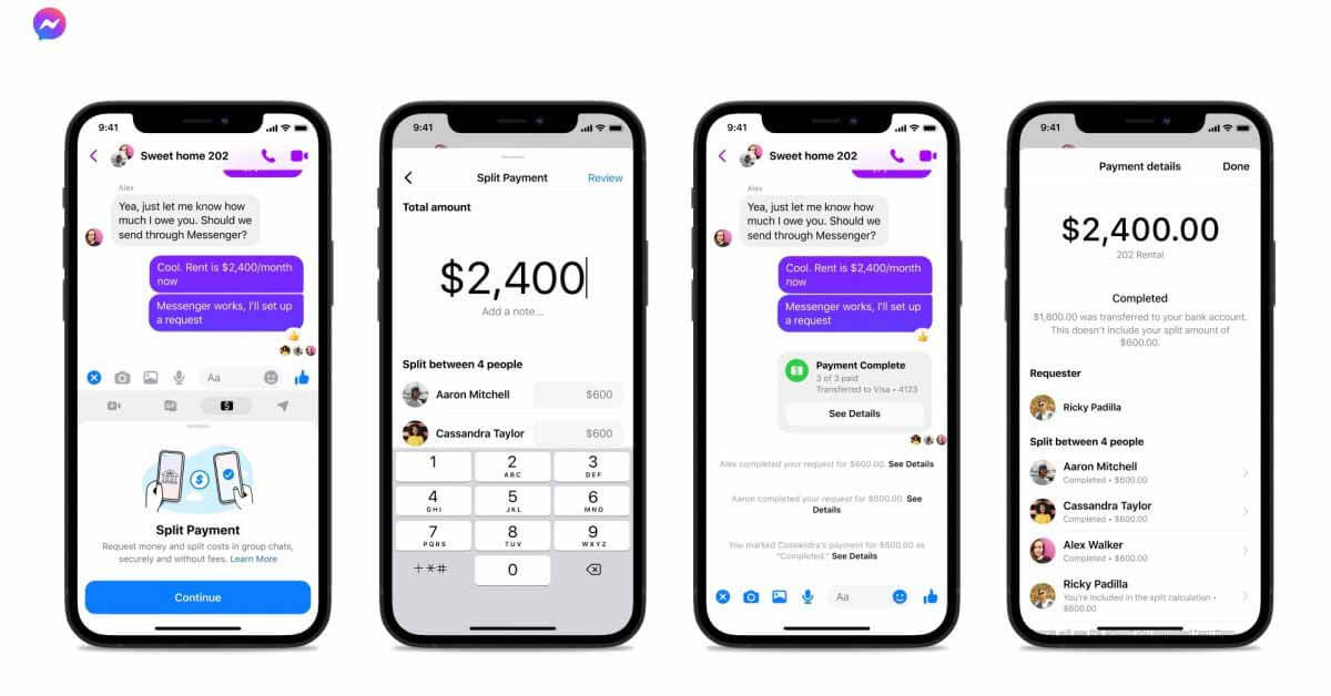 Messenger скоро позволит пользователям распределять платежи через Facebook Pay