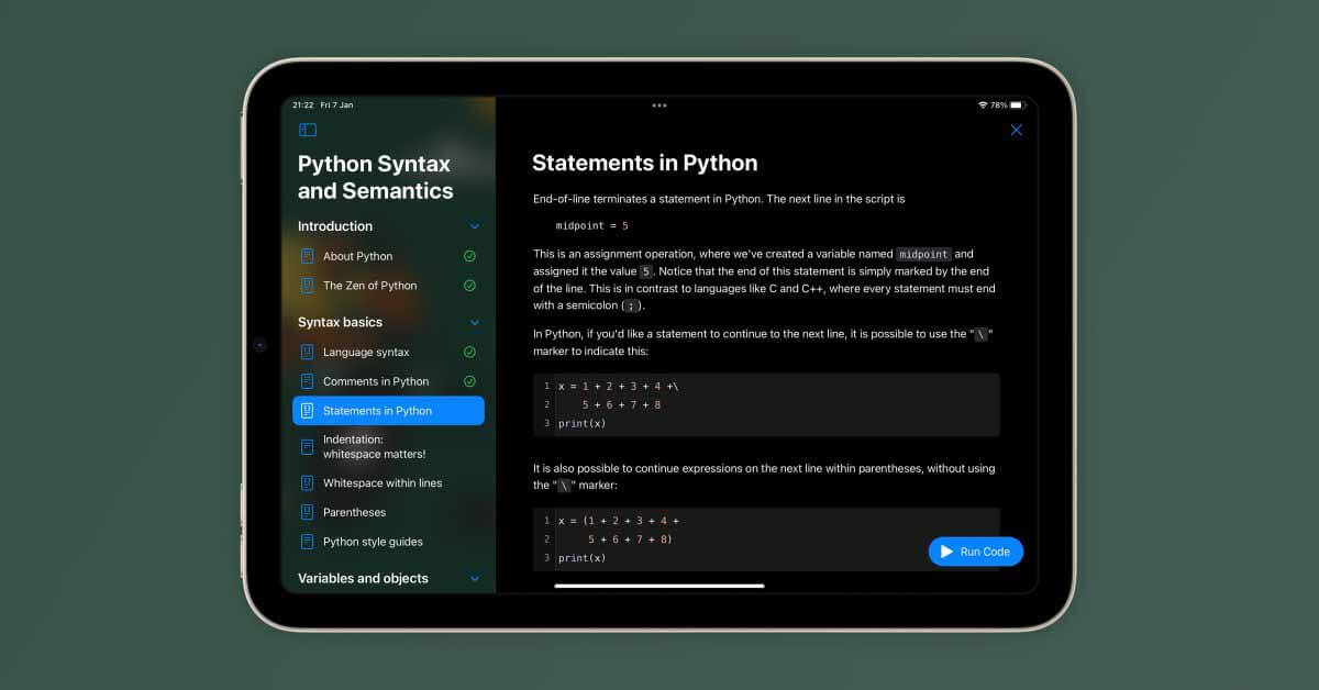 Tinkerstellar поможет вам начать программировать на Python на iPad