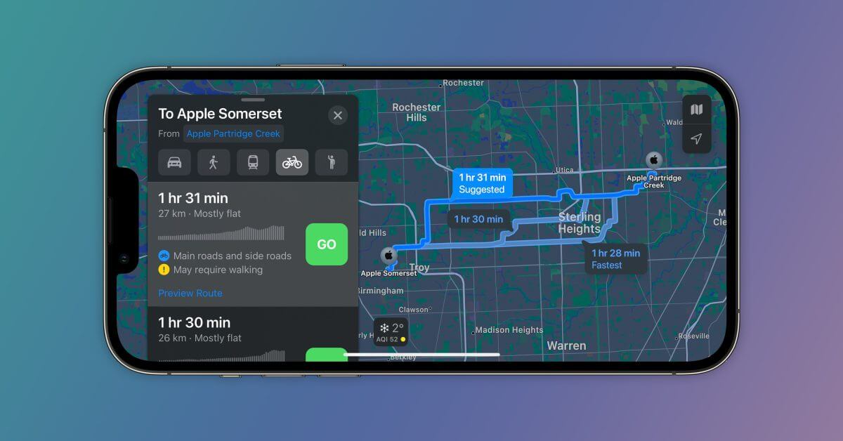 Apple Maps добавляет велосипедные маршруты в Чикаго, Детройте и др.