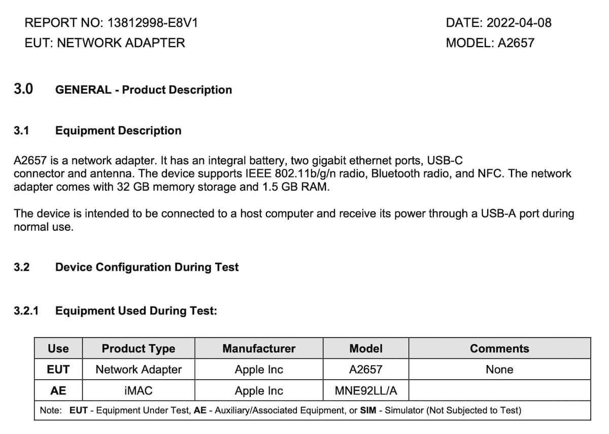 Заявки Apple FCC раскрывают новый сетевой адаптер.