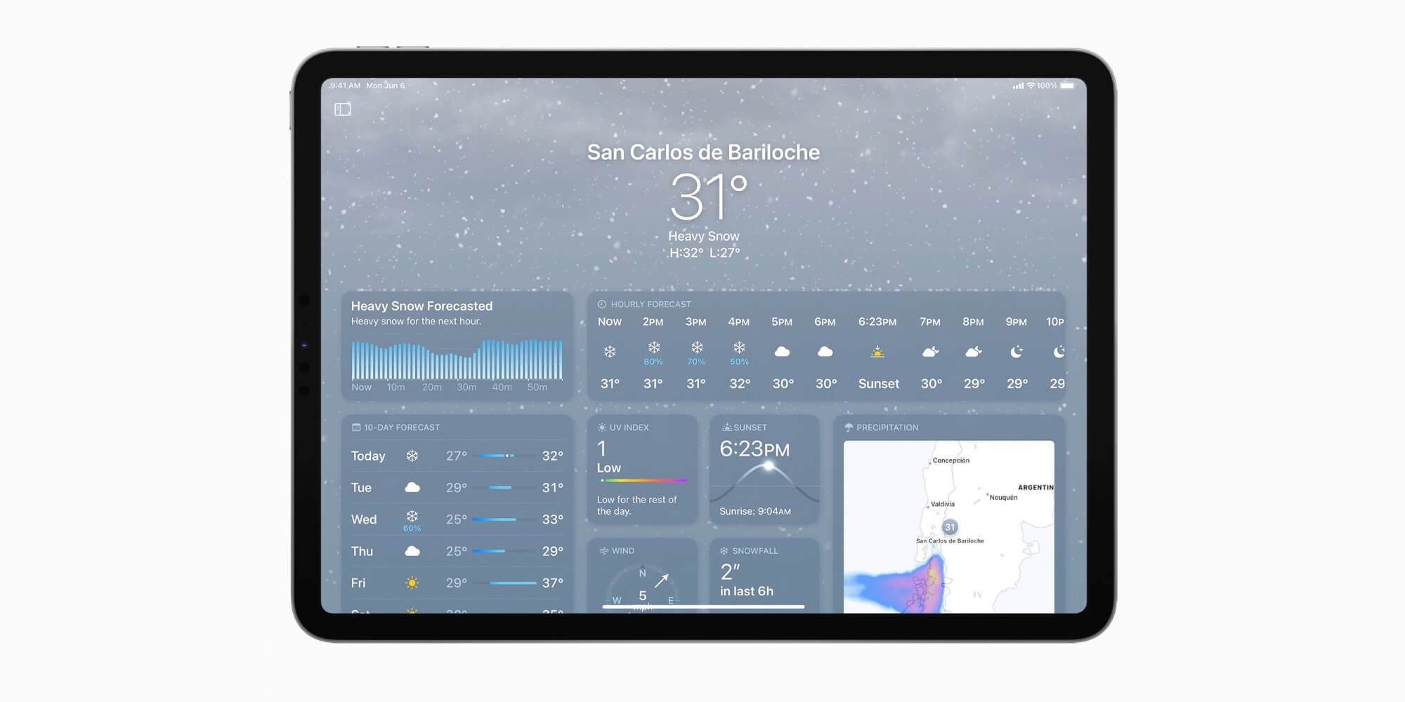 Приложение погоды для iPad