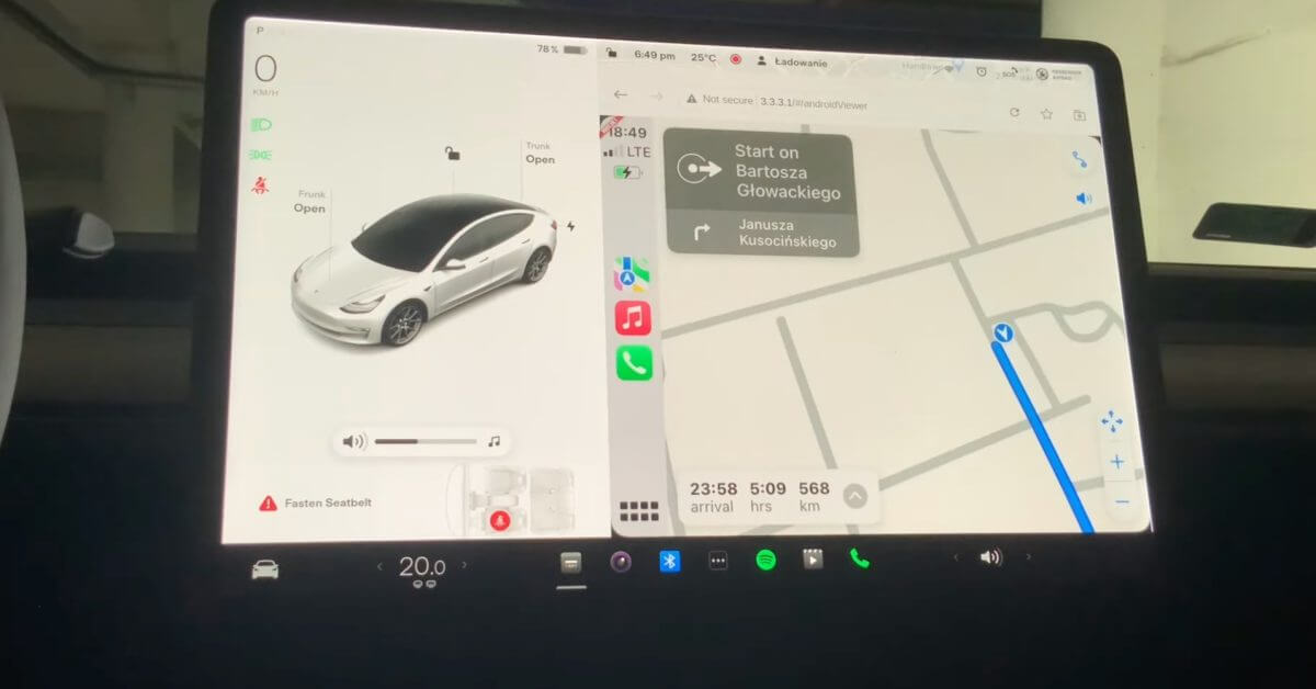 Обходной путь Tesla CarPlay теперь поддерживает браузеры в каждой модели
