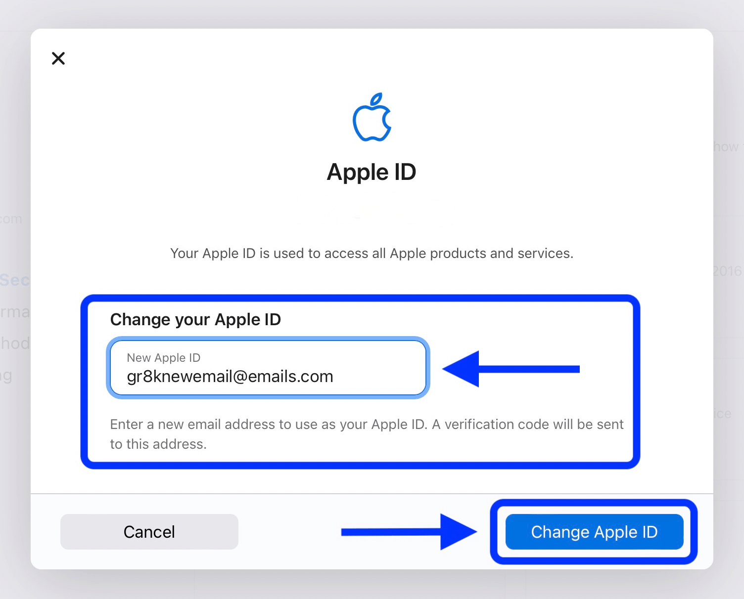 как изменить Apple ID 2