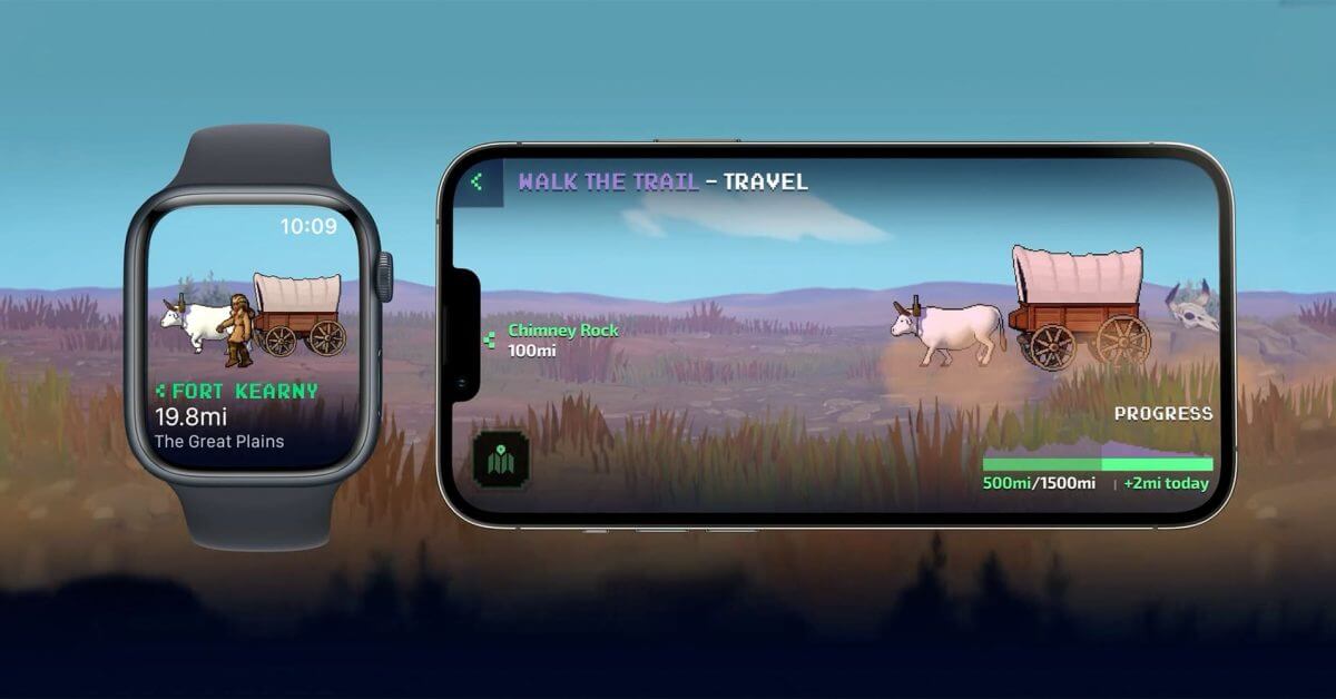 Oregon Trail отслеживает ваши шаги на Apple Watch и в приложении «Здоровье».