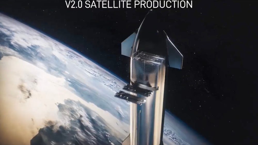 Визуализация развертывания SpaceX Starlink V2 со космического корабля