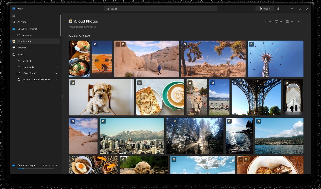 Windows Photo с интеграцией iCloud (источник: Microsoft)