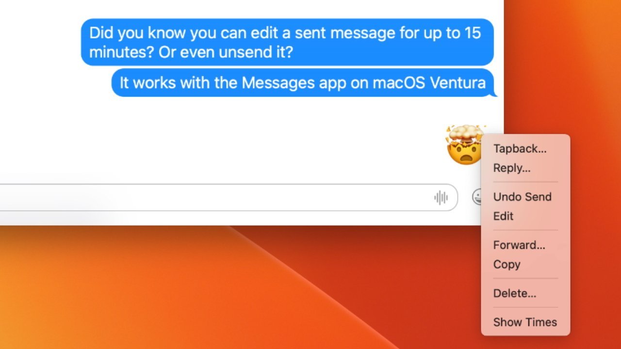 Пользователи получат возможность редактировать или отменять сообщения в macOS Ventura.