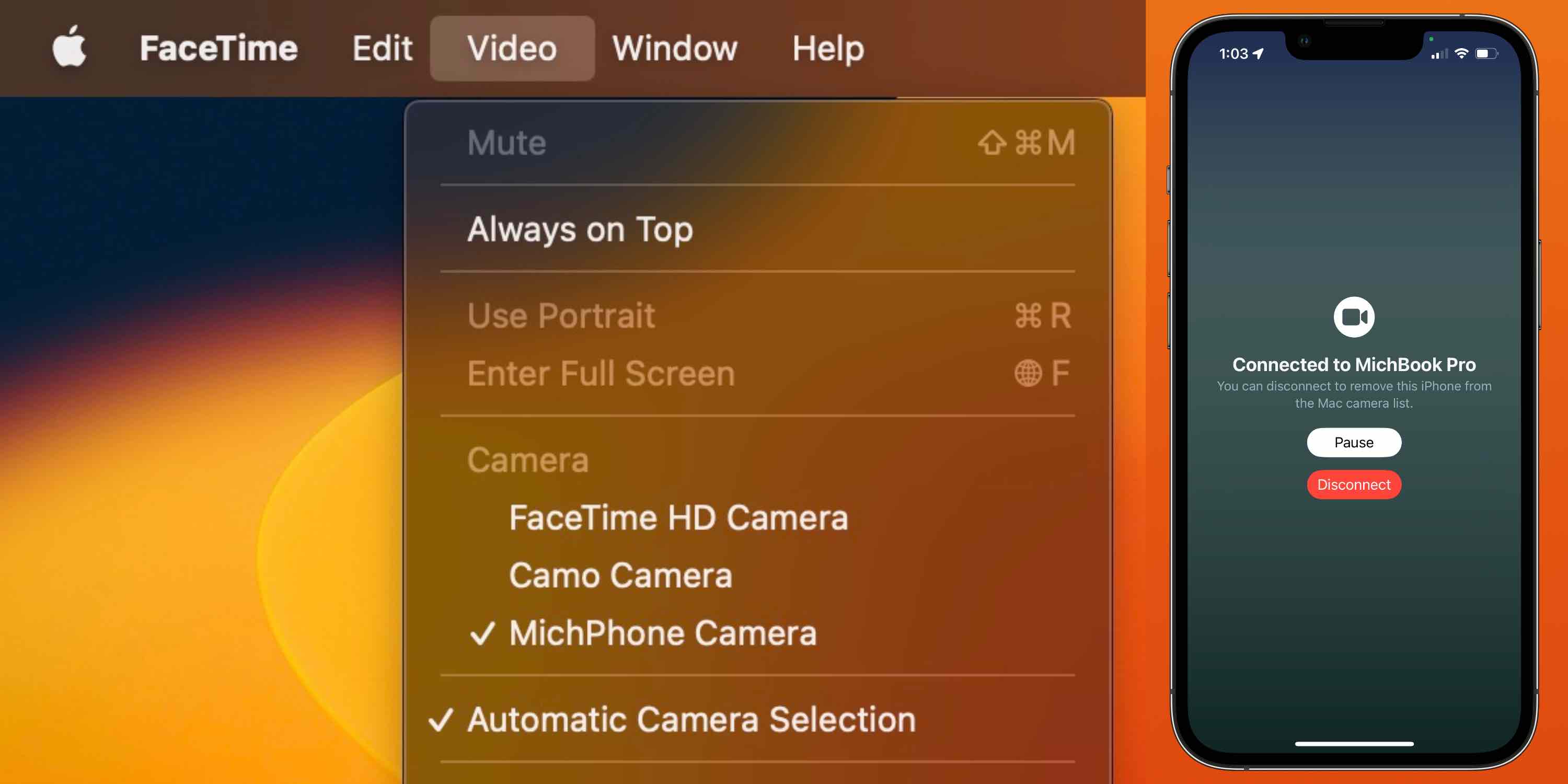 iPhone как веб-камера Mac Continuity Camera 2