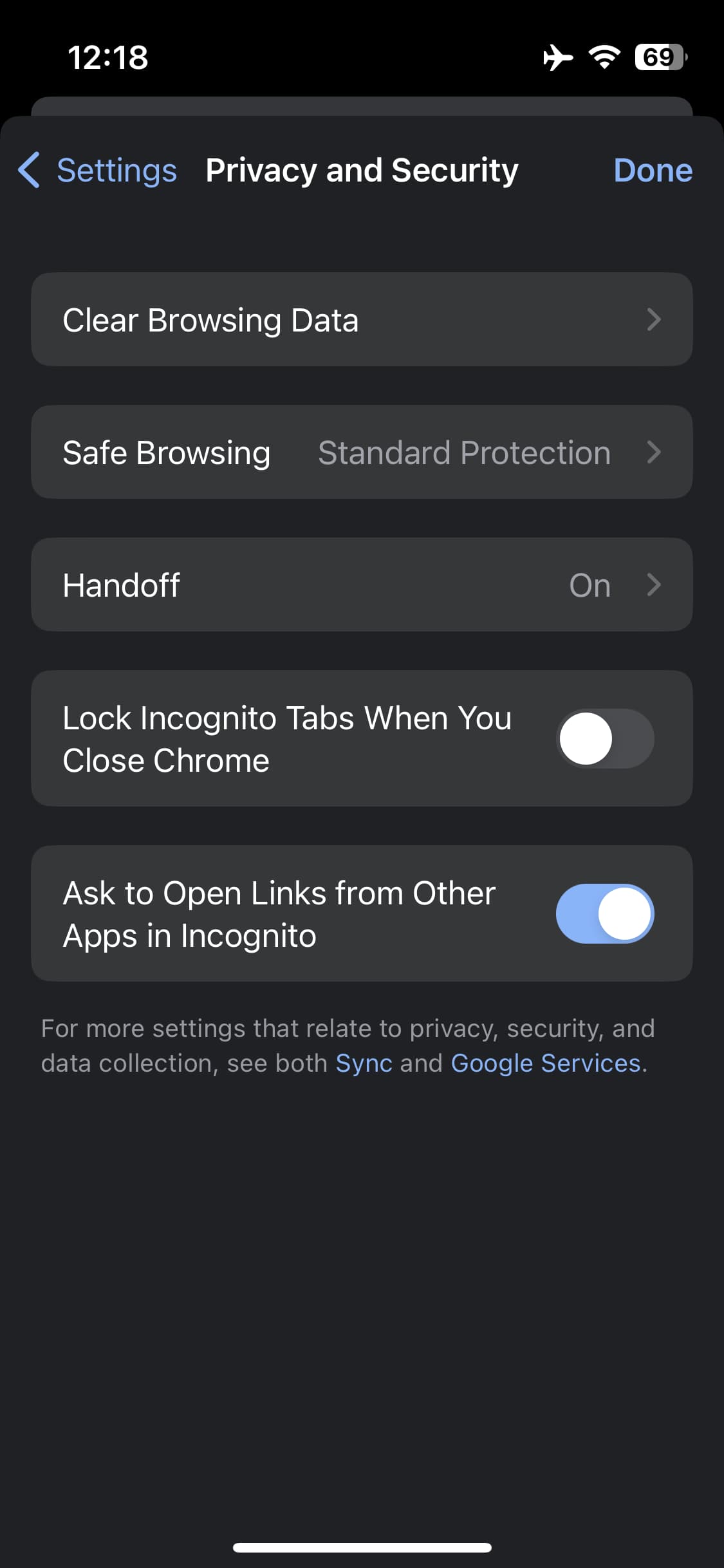 Chrome iOS открыть инкогнито