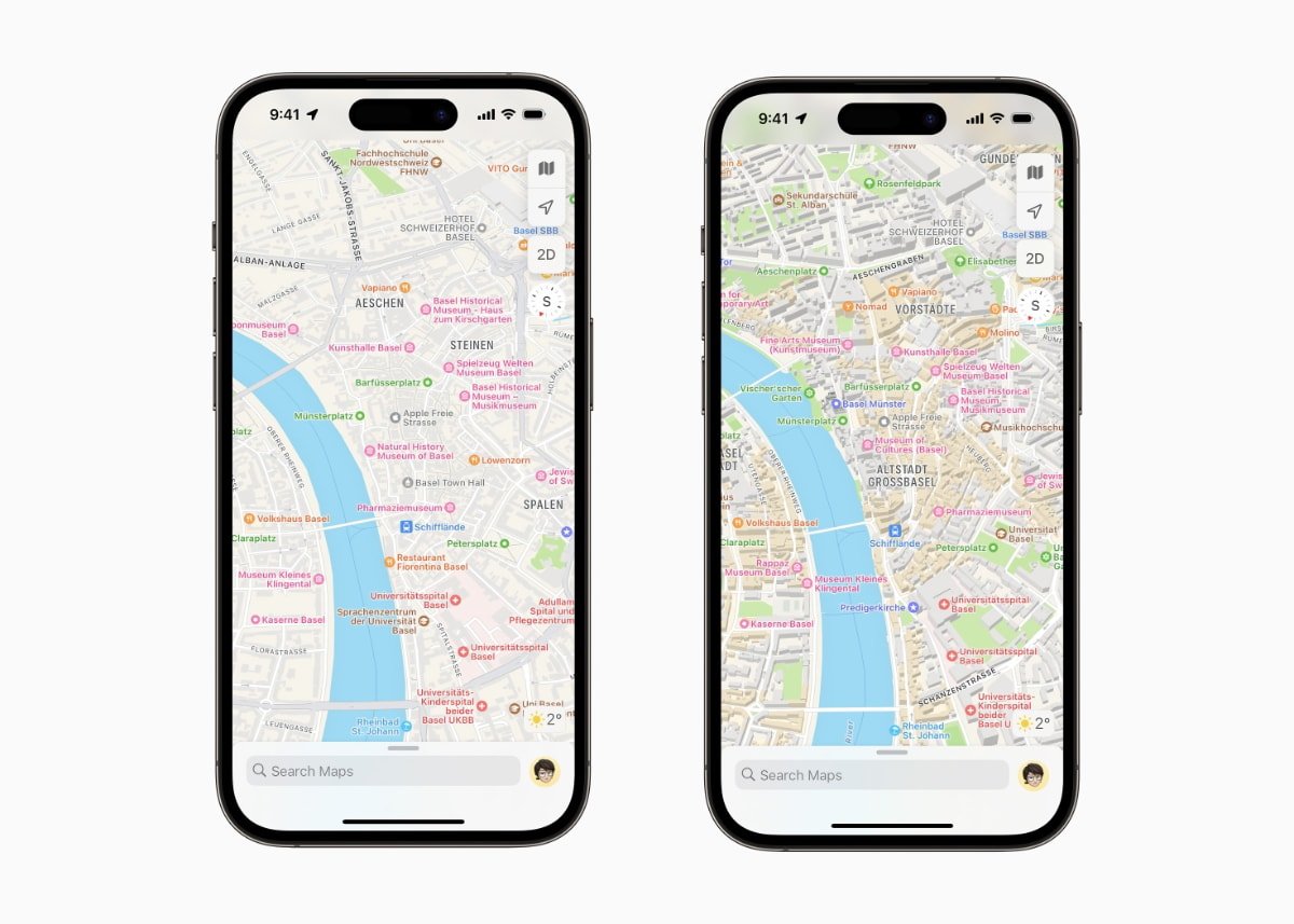 До и после просмотра деталей в Apple Maps