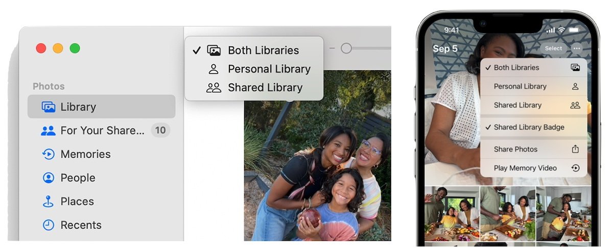 Вы можете просматривать каждую библиотеку или обе на своих устройствах Apple.