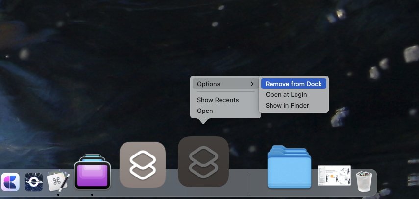 Удалите новые приложения из Dock через меню или просто перетащите их в верхнюю часть экрана.