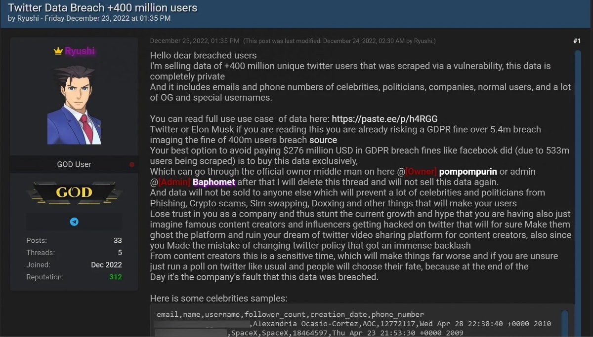 Пост хакера на форуме Breached.  Источник: BleepingComputer