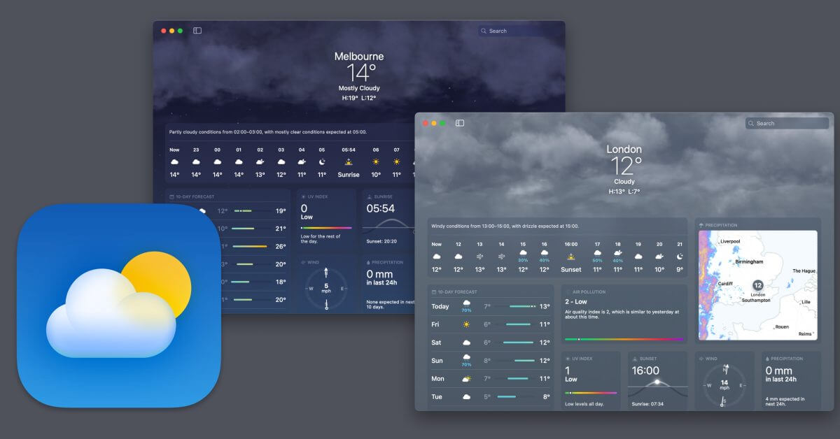 Apple представила приложение «Погода» для Mac