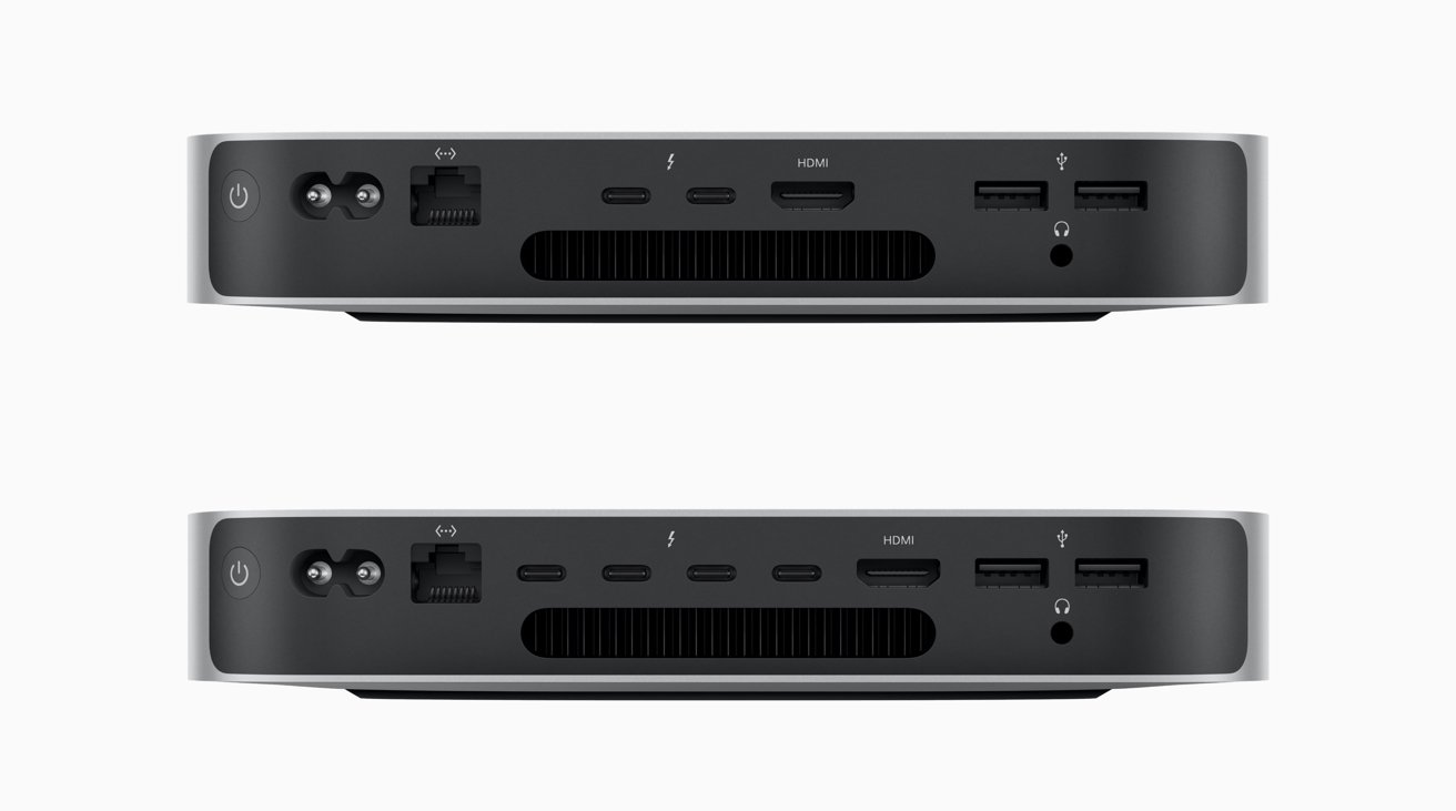 M2 Pro Mac mini имеет больше портов Thunderbolt, чем версия M2. 