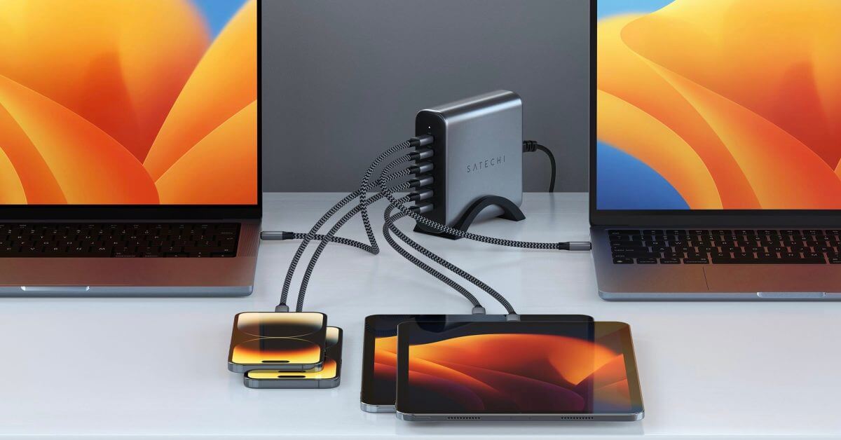 Зарядное устройство Satechi с 6 портами USB-C GaN мощностью 200 Вт обеспечивает достаточную мощность для всех ваших устройств Apple.