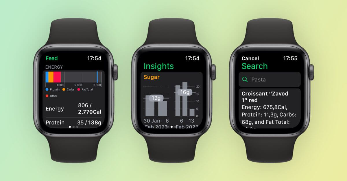 Отслеживание калорий и сахара SugarBot теперь доступно для Apple Watch