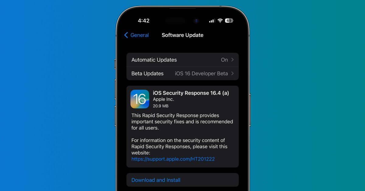 Apple выпускает обновление Rapid Security Response для бета-версии iOS 16.4 [Version ‘b’ now available]