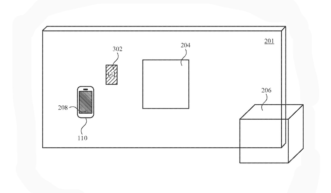 Деталь из патента, показывающая вид гарнитуры с наложением пользовательского интерфейса на реальное устройство.