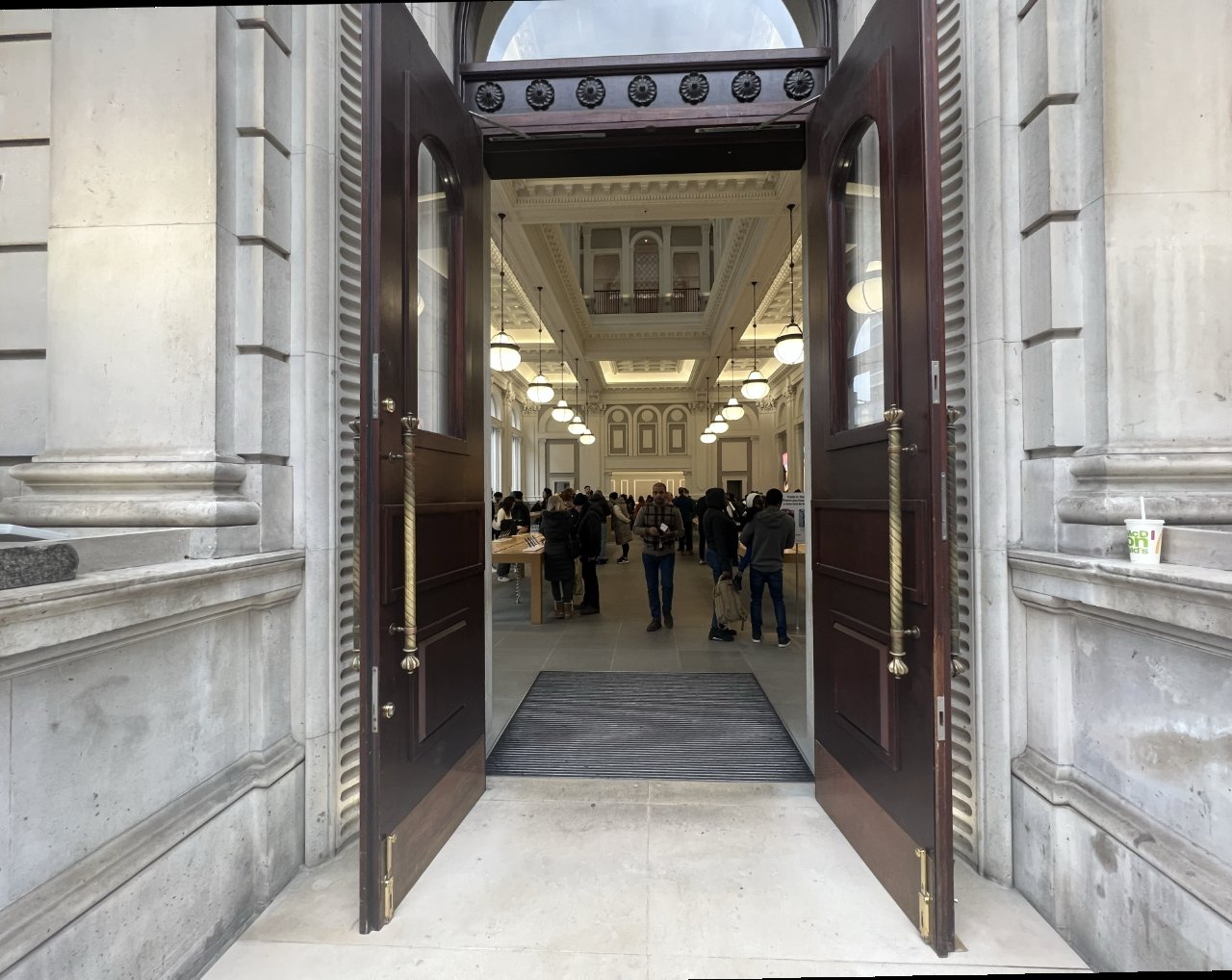 Walk through the 19th century bank doors at the Apple Store