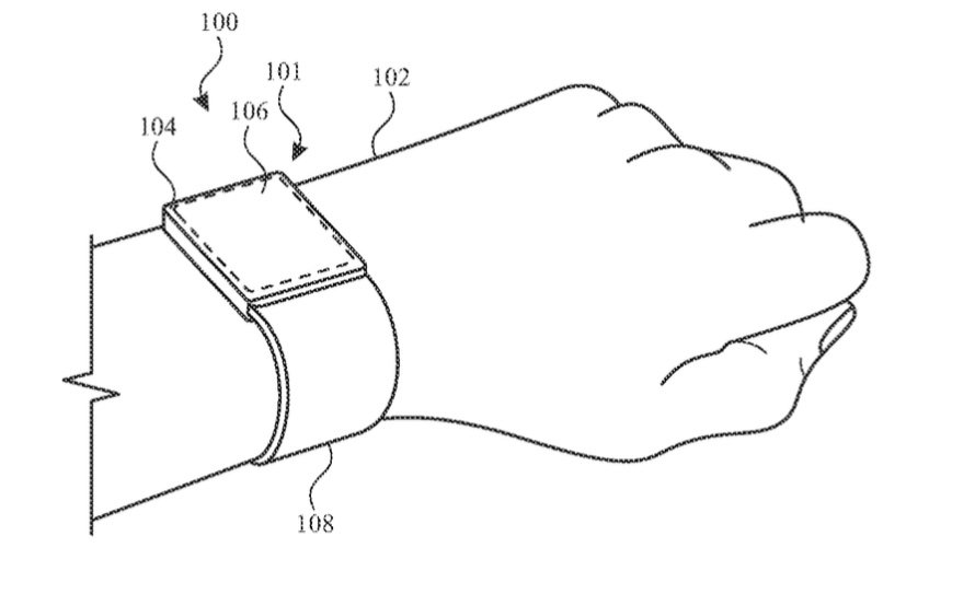 Деталь из патента, показывающая, что Супермен проверяет свои часы и запускает свое летающее приложение.